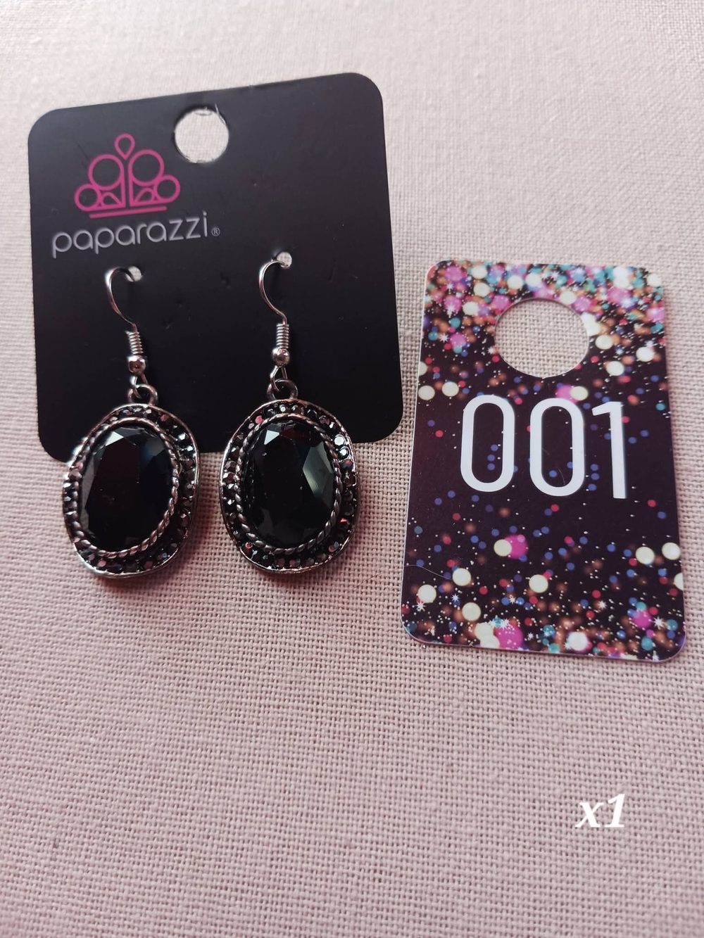 paparazzi Black Faceted Oval Dangle Earrings in Silver-Tone Setting